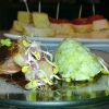 Magret de pato con arroz verde y teriyaki