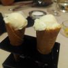 Cucurucho de helado de Gamonéu con salsa de anchoa