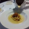 Primer Vuelco de la Olla - Sopa de fideos gruesos, migas de jamón y relleno frito de olivas negras